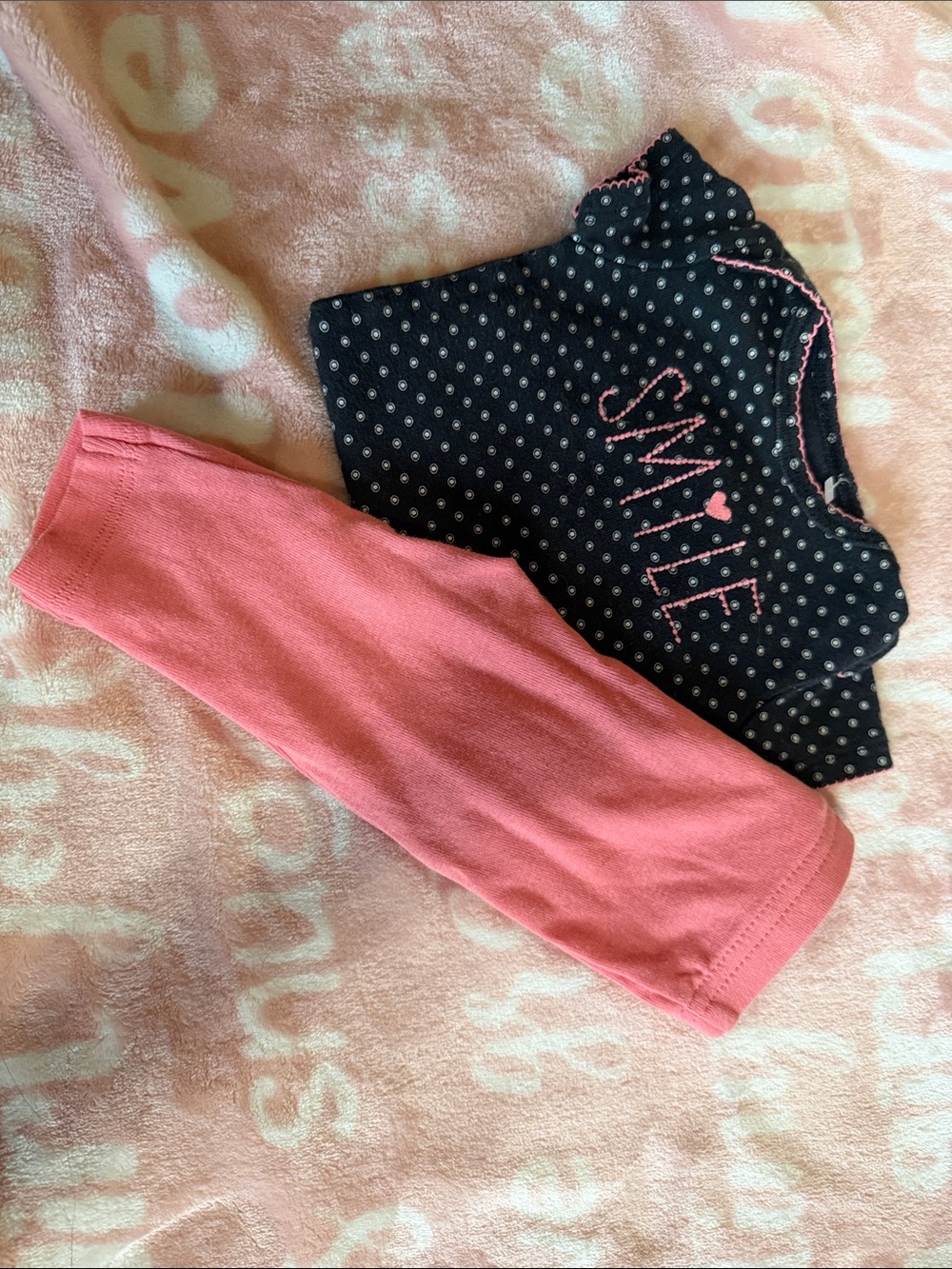 child of mine Navy Polka Dot Top with Pink Leggings